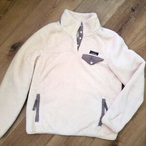 Womens small LL Bean high pile pullover sweatshirt cream Nwot